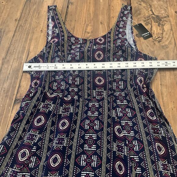 Torrid Geo Print Tank Dress Challis Size 00 Open Bow Back - Picture 11 of 14